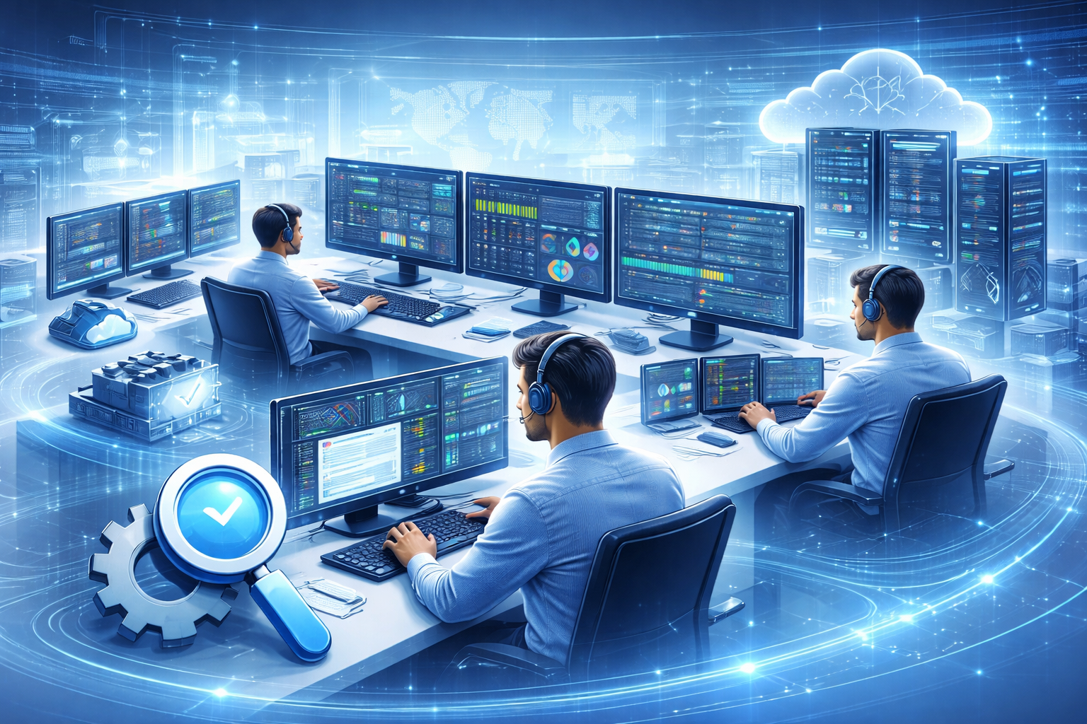 Futuristic IT support operation center Futuristic IT support operation center