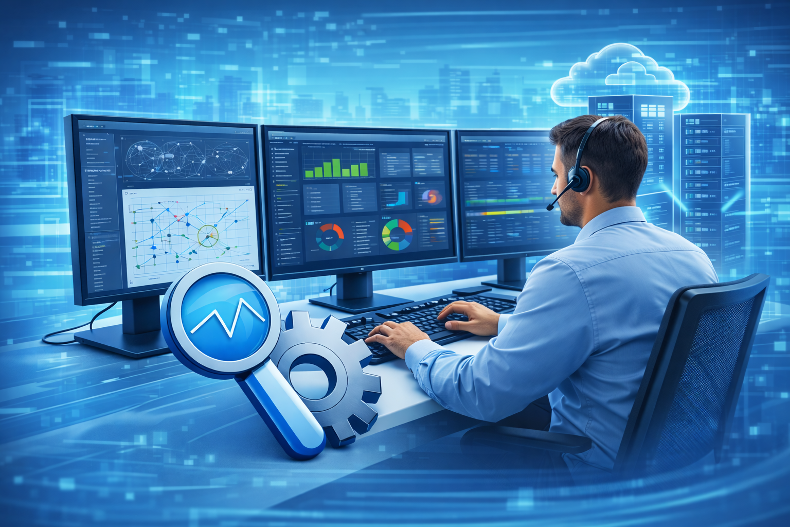 Remote desktop Futuristic IT support in action Remote desktop Futuristic IT support in action