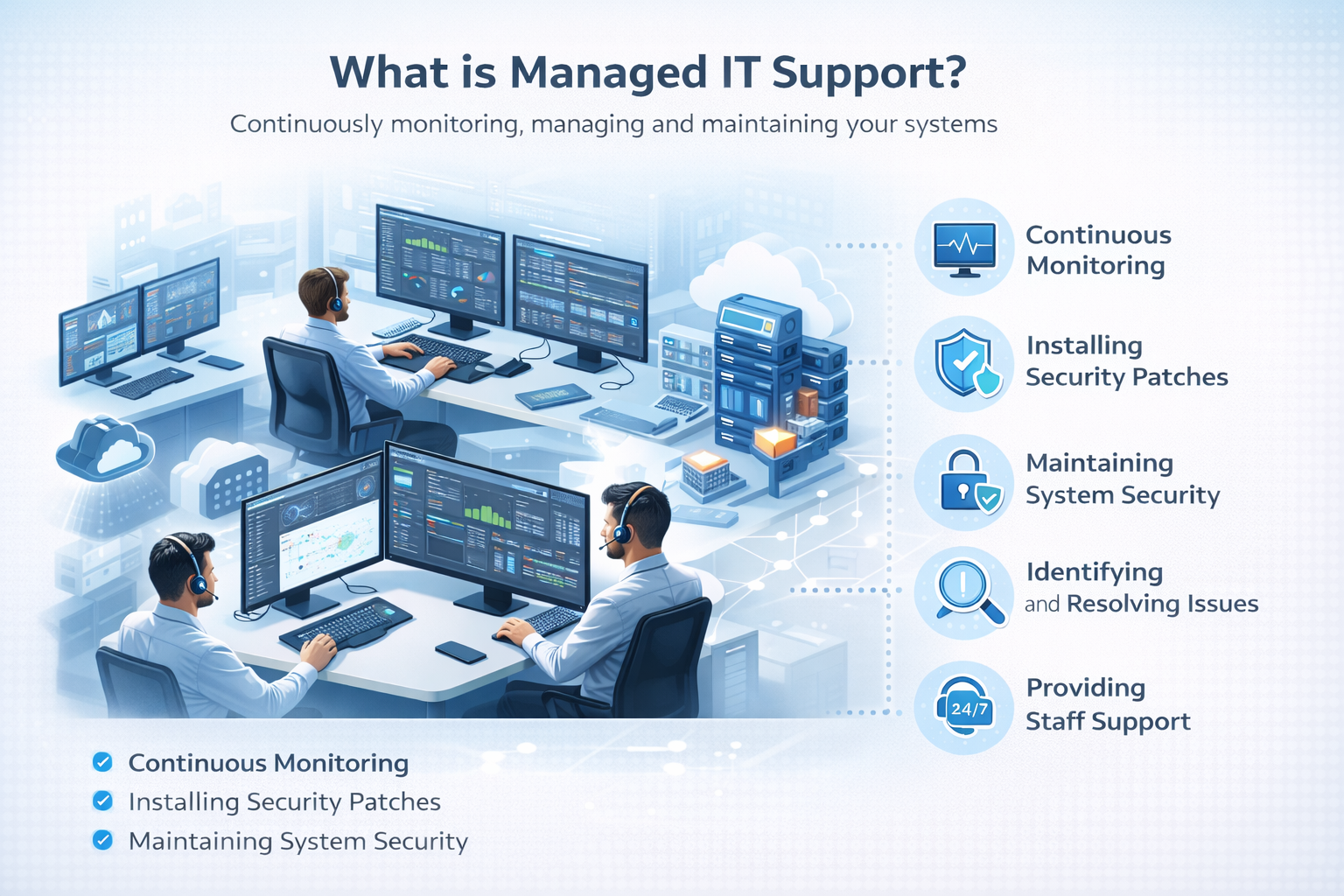 What is managed support What is managed IT support monitoring systems